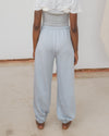 BASERANGE France elastic waist loose sports cotton casual pants BAS-FRAP-RC-SU25-BSL WHITESTONE BLUE